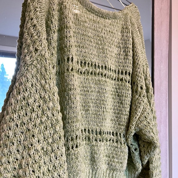 Oversized Free People Heather green summer sweater, small - Picture 2 of 4